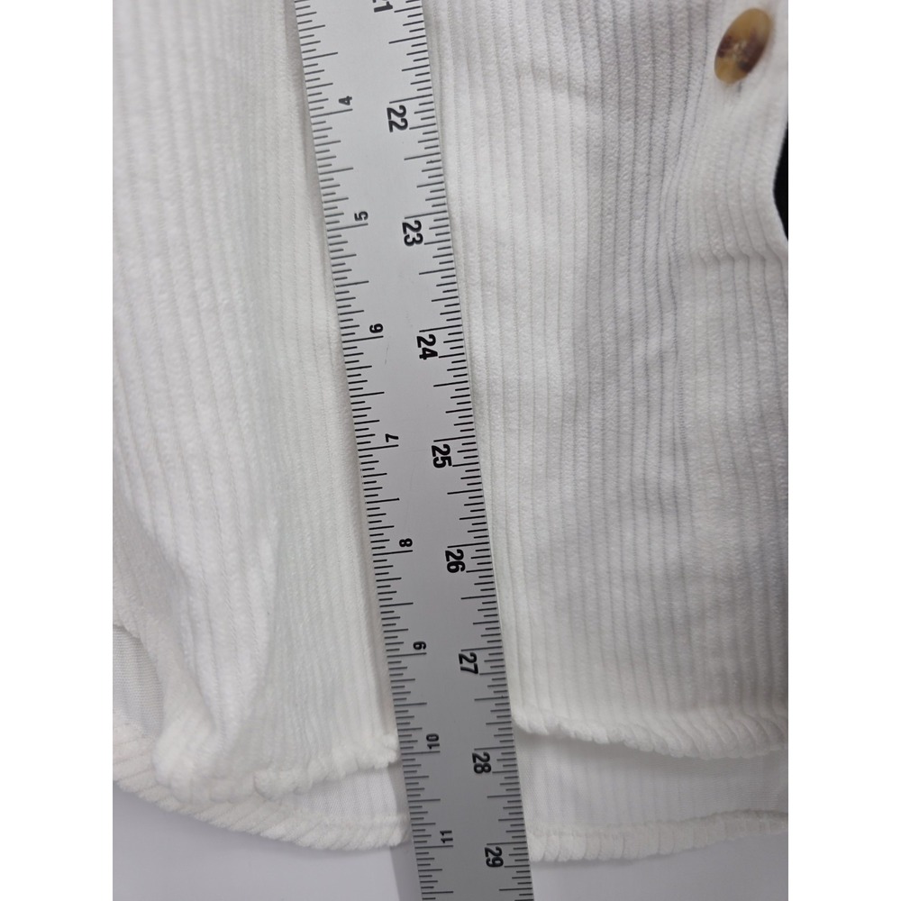 NWT Oversized Color Block Ribbed Button Front Shirt L Long Sleeve Black White - Picture 13 of 13